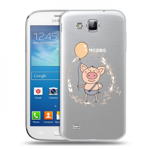 Полупрозрачный дизайнерский пластиковый чехол для Samsung Galaxy Premier Прозрачные свинки