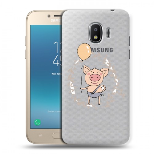 Полупрозрачный дизайнерский пластиковый чехол для Samsung Galaxy J2 (2018) Прозрачные свинки