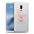 Полупрозрачный дизайнерский силиконовый чехол для Meizu 16th Plus Прозрачные свинки