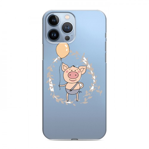 Полупрозрачный дизайнерский пластиковый чехол для Iphone 13 Pro Max Прозрачные свинки