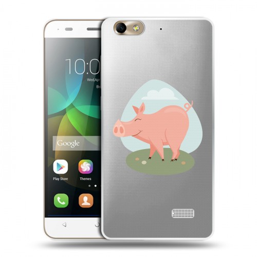 Полупрозрачный дизайнерский пластиковый чехол для Huawei Honor 4C Прозрачные свинки