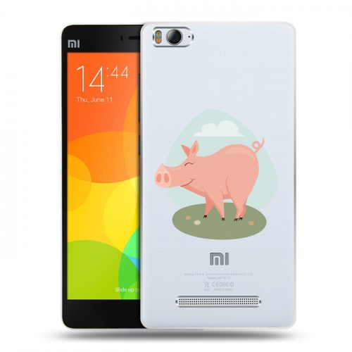 Полупрозрачный дизайнерский пластиковый чехол для Xiaomi Mi4i Прозрачные свинки