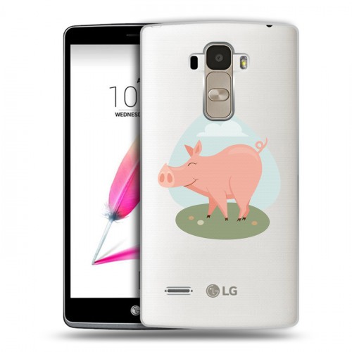 Полупрозрачный дизайнерский пластиковый чехол для LG G4 Stylus Прозрачные свинки