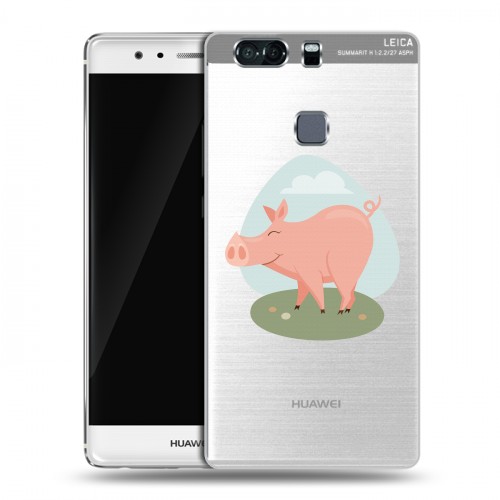 Полупрозрачный дизайнерский пластиковый чехол для Huawei P9 Plus Прозрачные свинки