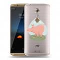 Полупрозрачный дизайнерский пластиковый чехол для ZTE Axon 7 Прозрачные свинки