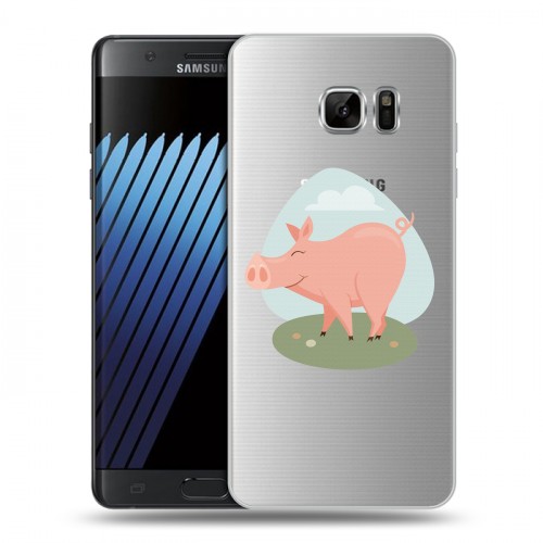 Полупрозрачный дизайнерский пластиковый чехол для Samsung Galaxy Note 7 Прозрачные свинки