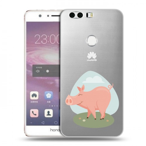 Полупрозрачный дизайнерский пластиковый чехол для Huawei Honor 8 Прозрачные свинки