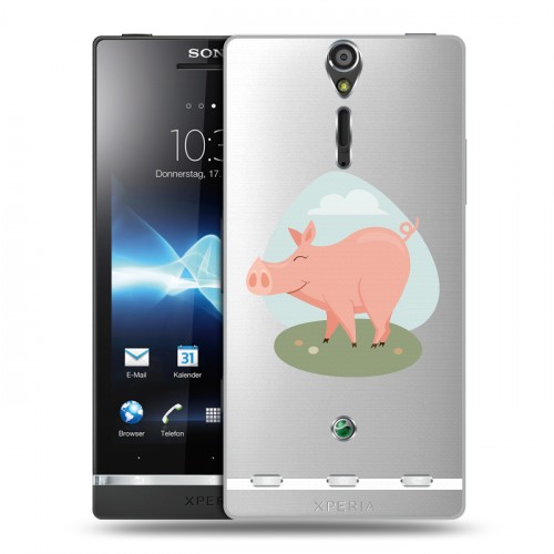 Полупрозрачный дизайнерский пластиковый чехол для Sony Xperia S Прозрачные свинки