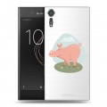 Полупрозрачный дизайнерский пластиковый чехол для Sony Xperia XZs Прозрачные свинки