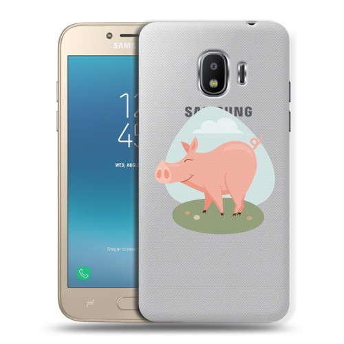 Полупрозрачный дизайнерский пластиковый чехол для Samsung Galaxy J2 (2018) Прозрачные свинки
