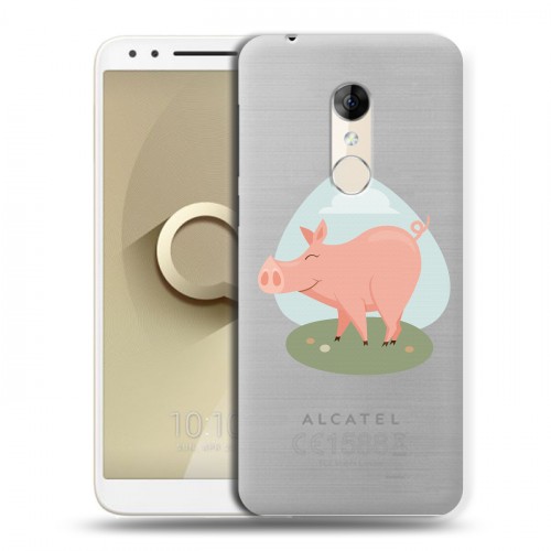 Полупрозрачный дизайнерский пластиковый чехол для Alcatel 3 Прозрачные свинки