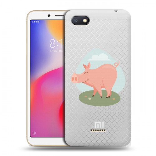 Полупрозрачный дизайнерский пластиковый чехол для Xiaomi RedMi 6A Прозрачные свинки