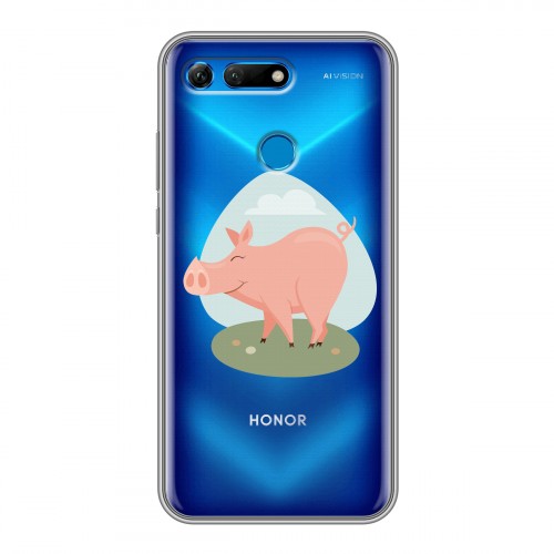 Полупрозрачный дизайнерский силиконовый чехол для Huawei Honor View 20 Прозрачные свинки