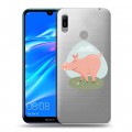 Полупрозрачный дизайнерский пластиковый чехол для Huawei Y6 (2019) Прозрачные свинки