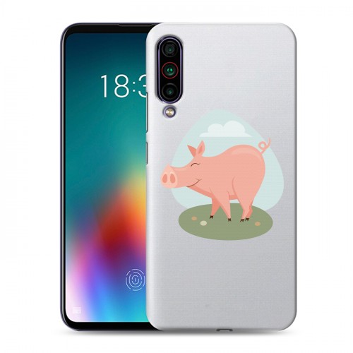 Полупрозрачный дизайнерский силиконовый чехол для Meizu 16T Прозрачные свинки