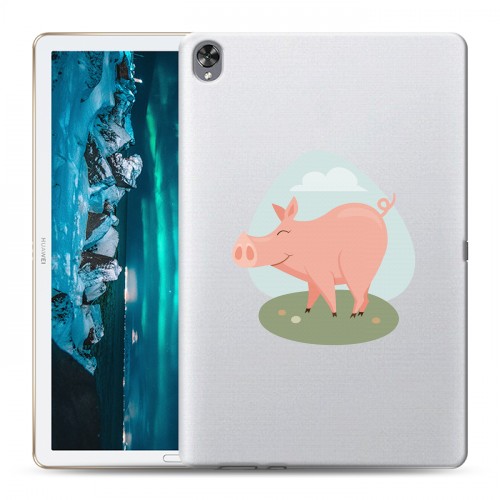 Полупрозрачный дизайнерский пластиковый чехол для Huawei MediaPad M6 10.8 Прозрачные свинки