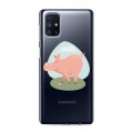 Полупрозрачный дизайнерский силиконовый с усиленными углами чехол для Samsung Galaxy M51 Прозрачные свинки