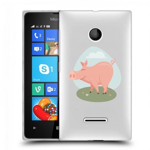 Полупрозрачный дизайнерский пластиковый чехол для Microsoft Lumia 435 Прозрачные свинки