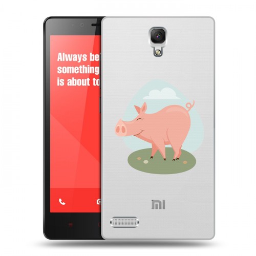 Полупрозрачный дизайнерский пластиковый чехол для Xiaomi RedMi Note Прозрачные свинки