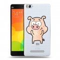 Полупрозрачный дизайнерский пластиковый чехол для Xiaomi Mi4i Прозрачные свинки