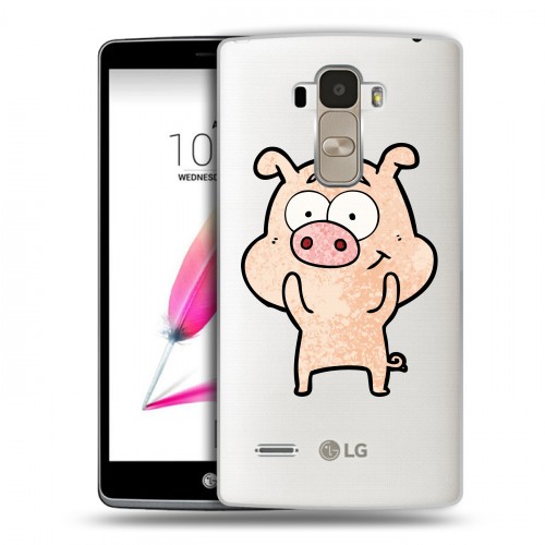 Полупрозрачный дизайнерский пластиковый чехол для LG G4 Stylus Прозрачные свинки