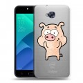 Полупрозрачный дизайнерский пластиковый чехол для ASUS ZenFone 4 Selfie Прозрачные свинки