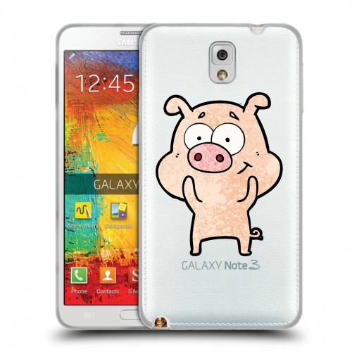 Полупрозрачный дизайнерский пластиковый чехол для Samsung Galaxy Note 3 Прозрачные свинки