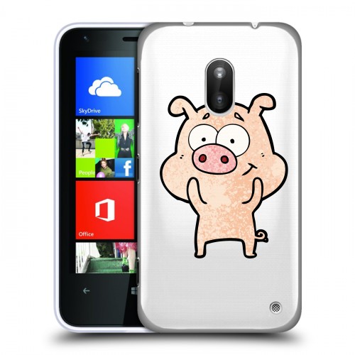 Полупрозрачный дизайнерский пластиковый чехол для Nokia Lumia 620 Прозрачные свинки