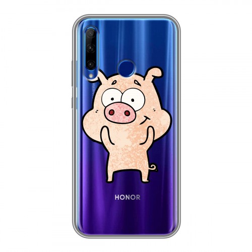 Полупрозрачный дизайнерский силиконовый чехол для Huawei Honor 10i Прозрачные свинки