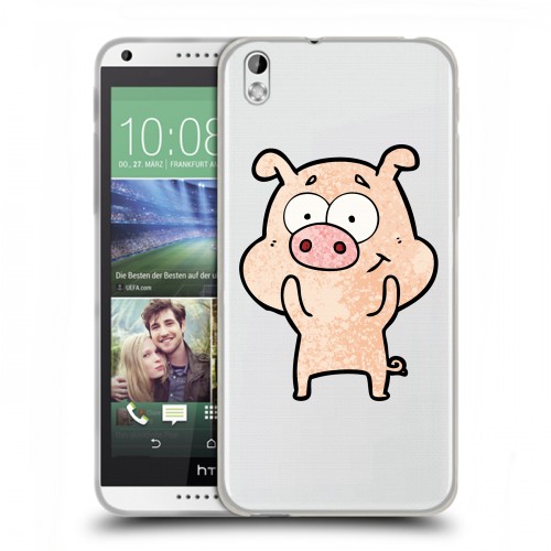 Полупрозрачный дизайнерский пластиковый чехол для HTC Desire 816 Прозрачные свинки