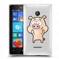 Полупрозрачный дизайнерский пластиковый чехол для Microsoft Lumia 435 Прозрачные свинки