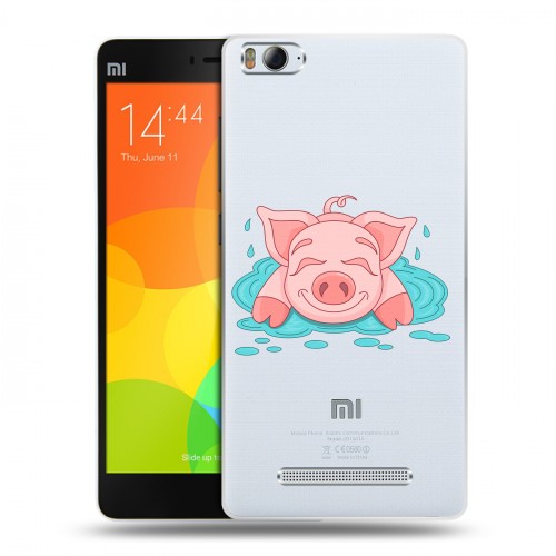 Полупрозрачный дизайнерский пластиковый чехол для Xiaomi Mi4i Прозрачные свинки