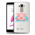 Полупрозрачный дизайнерский пластиковый чехол для LG G4 Stylus Прозрачные свинки