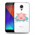 Полупрозрачный дизайнерский пластиковый чехол для Meizu MX5 Прозрачные свинки