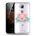Полупрозрачный дизайнерский силиконовый чехол для Huawei G8 Прозрачные свинки