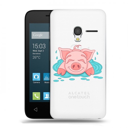 Полупрозрачный дизайнерский пластиковый чехол для Alcatel One Touch Pixi 3 (4.5) Прозрачные свинки