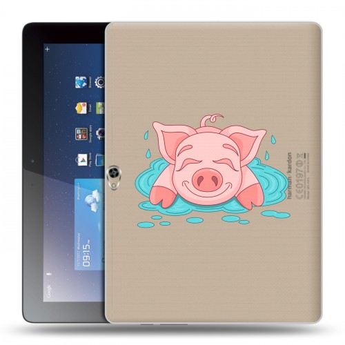 Полупрозрачный дизайнерский пластиковый чехол для Huawei MediaPad M2 10 Прозрачные свинки