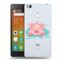 Полупрозрачный дизайнерский пластиковый чехол для Xiaomi Mi4S Прозрачные свинки