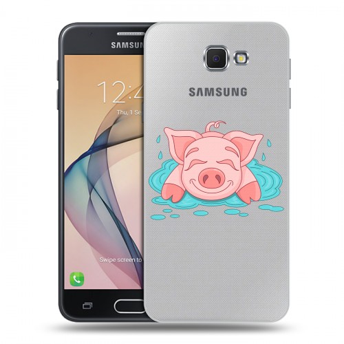 Полупрозрачный дизайнерский пластиковый чехол для Samsung Galaxy J5 Prime Прозрачные свинки