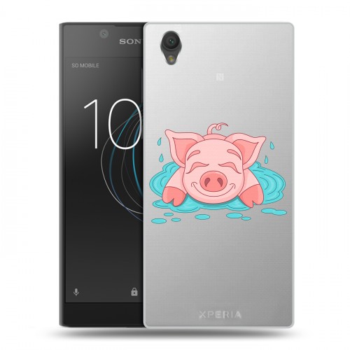 Полупрозрачный дизайнерский пластиковый чехол для Sony Xperia L1 Прозрачные свинки