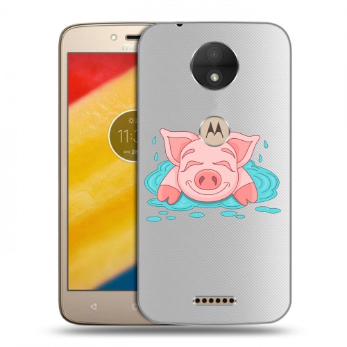 Полупрозрачный дизайнерский пластиковый чехол для Motorola Moto C Прозрачные свинки