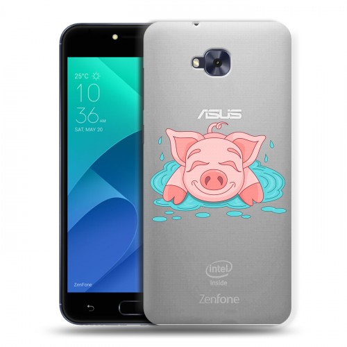 Полупрозрачный дизайнерский пластиковый чехол для ASUS ZenFone 4 Selfie Прозрачные свинки