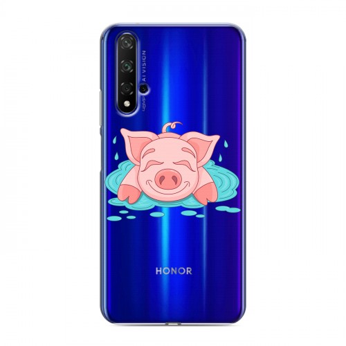 Полупрозрачный дизайнерский пластиковый чехол для Huawei Honor 20 Прозрачные свинки