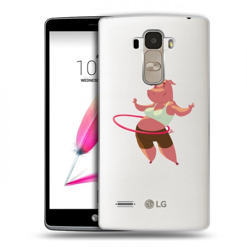 Полупрозрачный дизайнерский пластиковый чехол для LG G4 Stylus Прозрачные свинки