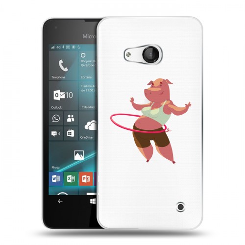 Полупрозрачный дизайнерский пластиковый чехол для Microsoft Lumia 550 Прозрачные свинки