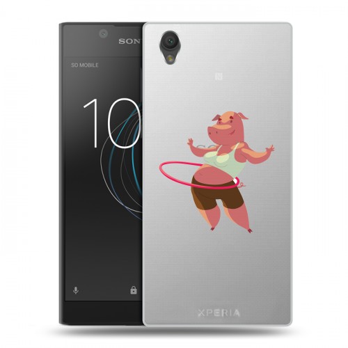 Полупрозрачный дизайнерский пластиковый чехол для Sony Xperia L1 Прозрачные свинки