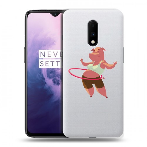 Полупрозрачный дизайнерский пластиковый чехол для OnePlus 7 Прозрачные свинки