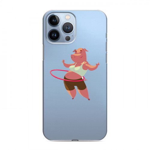 Полупрозрачный дизайнерский пластиковый чехол для Iphone 13 Pro Max Прозрачные свинки