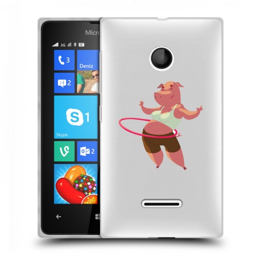 Полупрозрачный дизайнерский пластиковый чехол для Microsoft Lumia 435 Прозрачные свинки