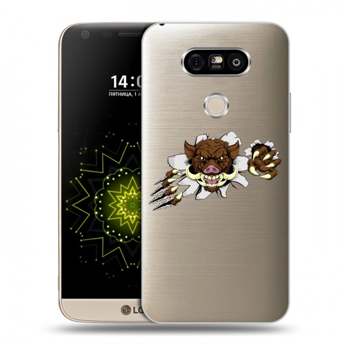 Полупрозрачный дизайнерский пластиковый чехол для LG G5 Прозрачные свинки